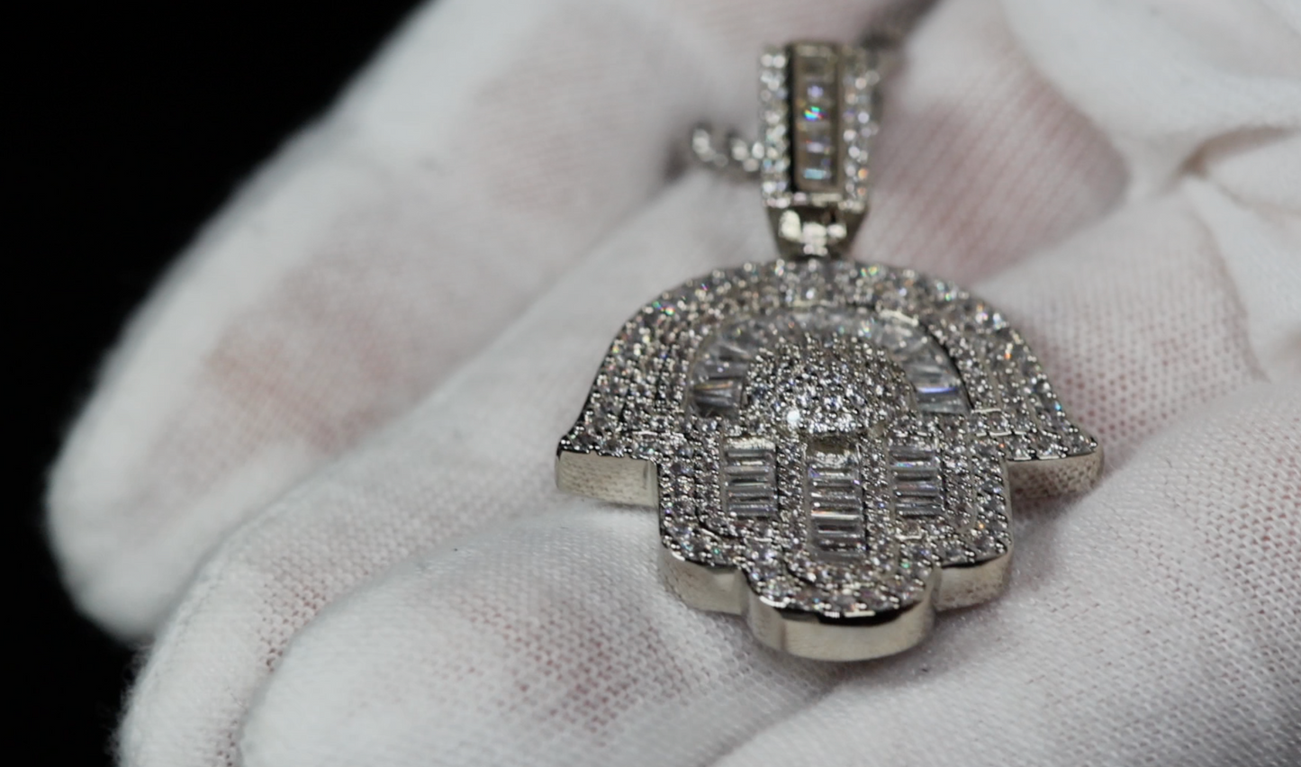 Hamsa Pendant | Diamond Hand Pendant | Muslim Pendant | Hip Hop Iced Pendants