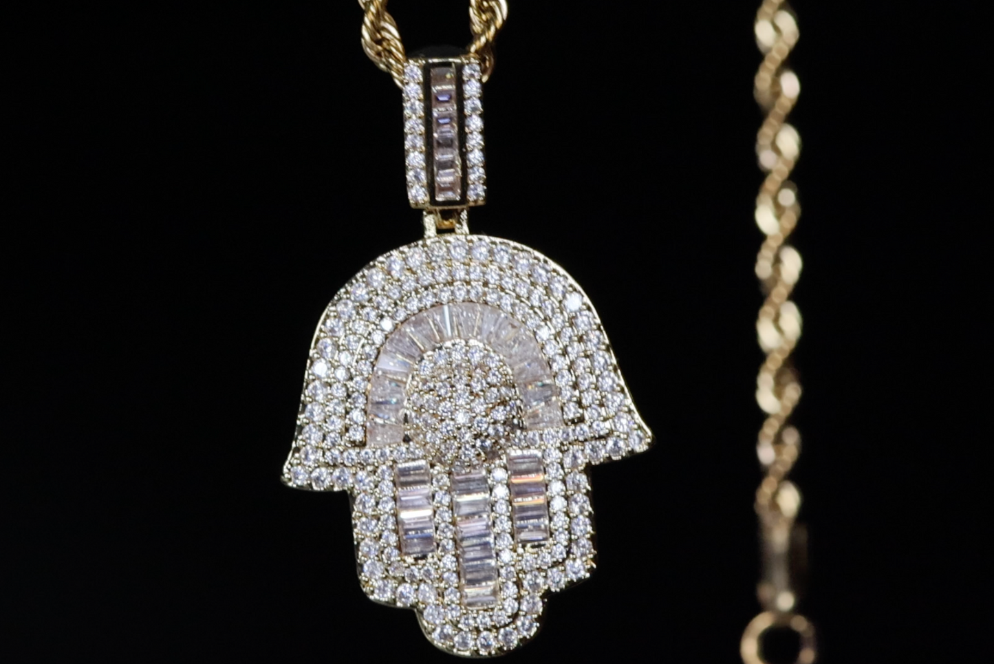 Hamsa Pendant | Diamond Hand Pendant | Muslim Pendant | Hip Hop Iced Pendants