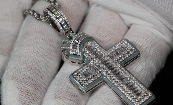 Hip Hop Cross Pendant | Iced Out Cross Pendant | Baguette Cross Pendant