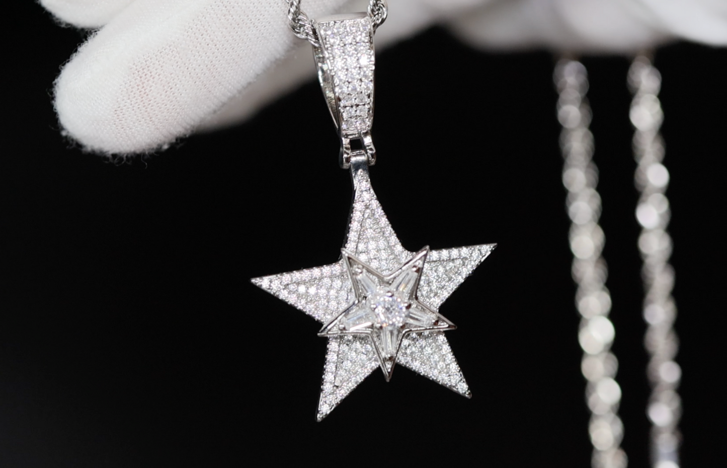 Iced Out Star Pendant | Iced Out Star Necklace | Hip Hop Star Pendant | Diamond Star Pendant