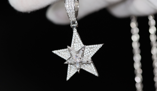 Iced Out Star Pendant | Iced Out Star Necklace | Hip Hop Star Pendant | Diamond Star Pendant