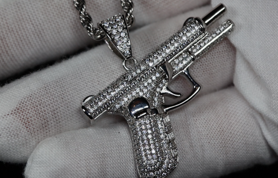 Iced Out Gun Pendant