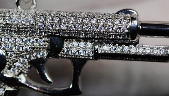 Diamond Gun Necklace | Diamond Gun Pendant and Necklace | Iced Out Gun Pendant