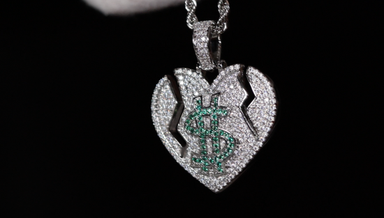 Heart Pendant | Iced Out Heart Pendant | Broken Heart Pendant | Dollar Sign Pendant