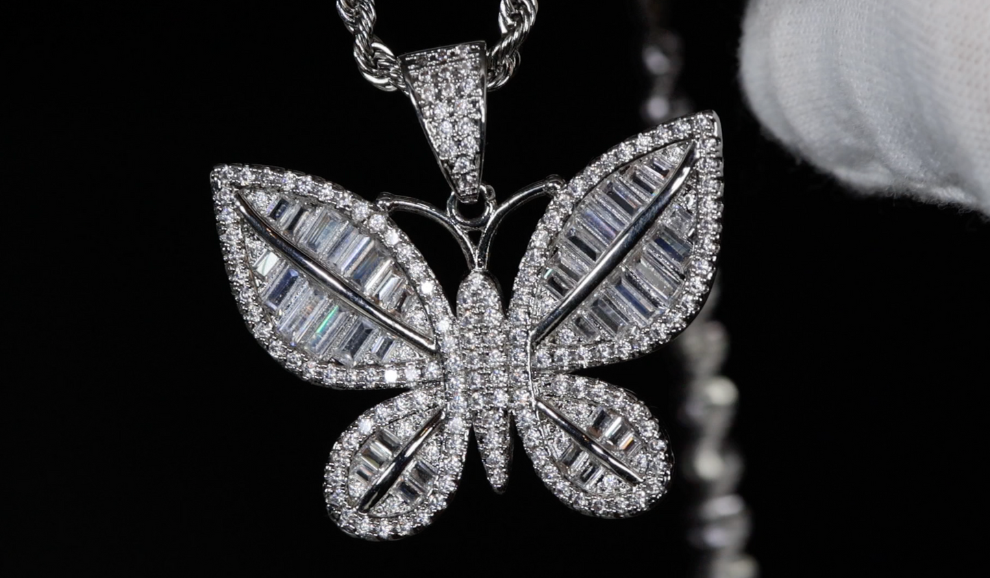 Butterfly Pendant | Diamond Butterfly Pendant | Baguette Diamond Butterfly Pendant