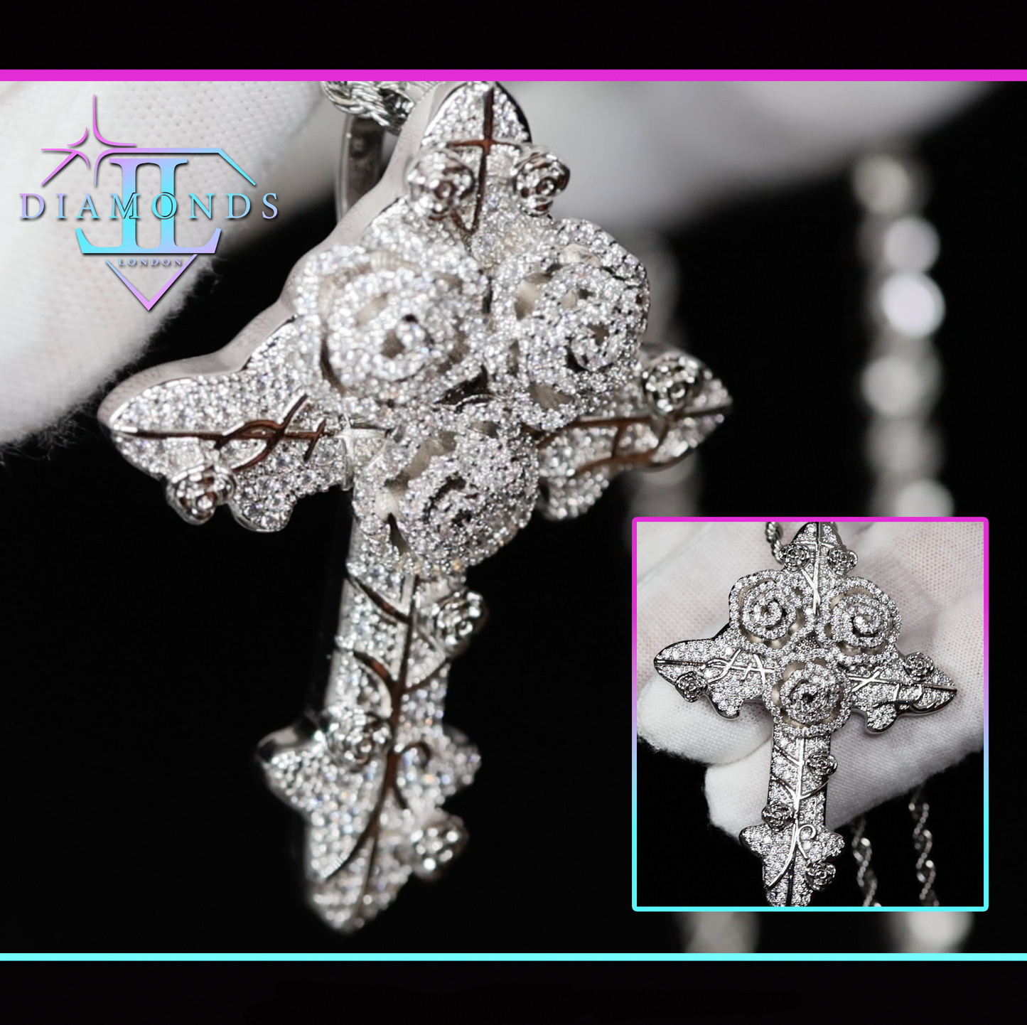 flower diamond cross pendant