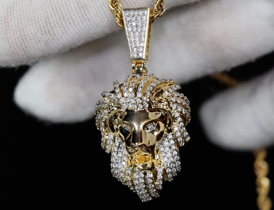 Big Iced Out Lion Pendant, Diamond lion head pendant, diamond lion pendant, iced out lion pendant, hip hop lion pendant