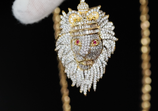 Diamond lion head pendant, diamond lion pendant, iced out lion pendant, hip hop lion pendant