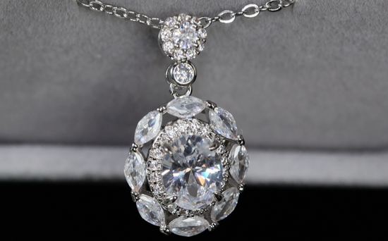 Womens Diamond Pendant | Womens Oval Diamond Pendant