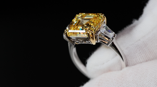 10.00ct Yellow Diamond Ring | Yellow Assher Cut Diamond Wedding Ring