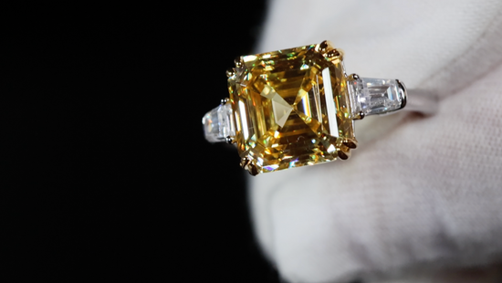 yellow asscher diamond ring