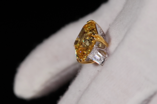 10.00ct Yellow Diamond Ring | Yellow Assher Cut Diamond Wedding Ring