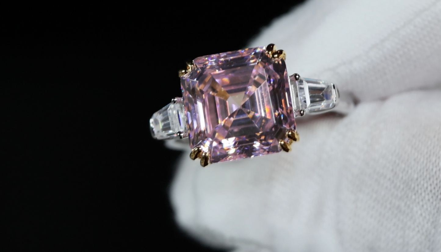 10.00ct Pink Diamond Ring | Pink Asscher Cut Diamond Ring