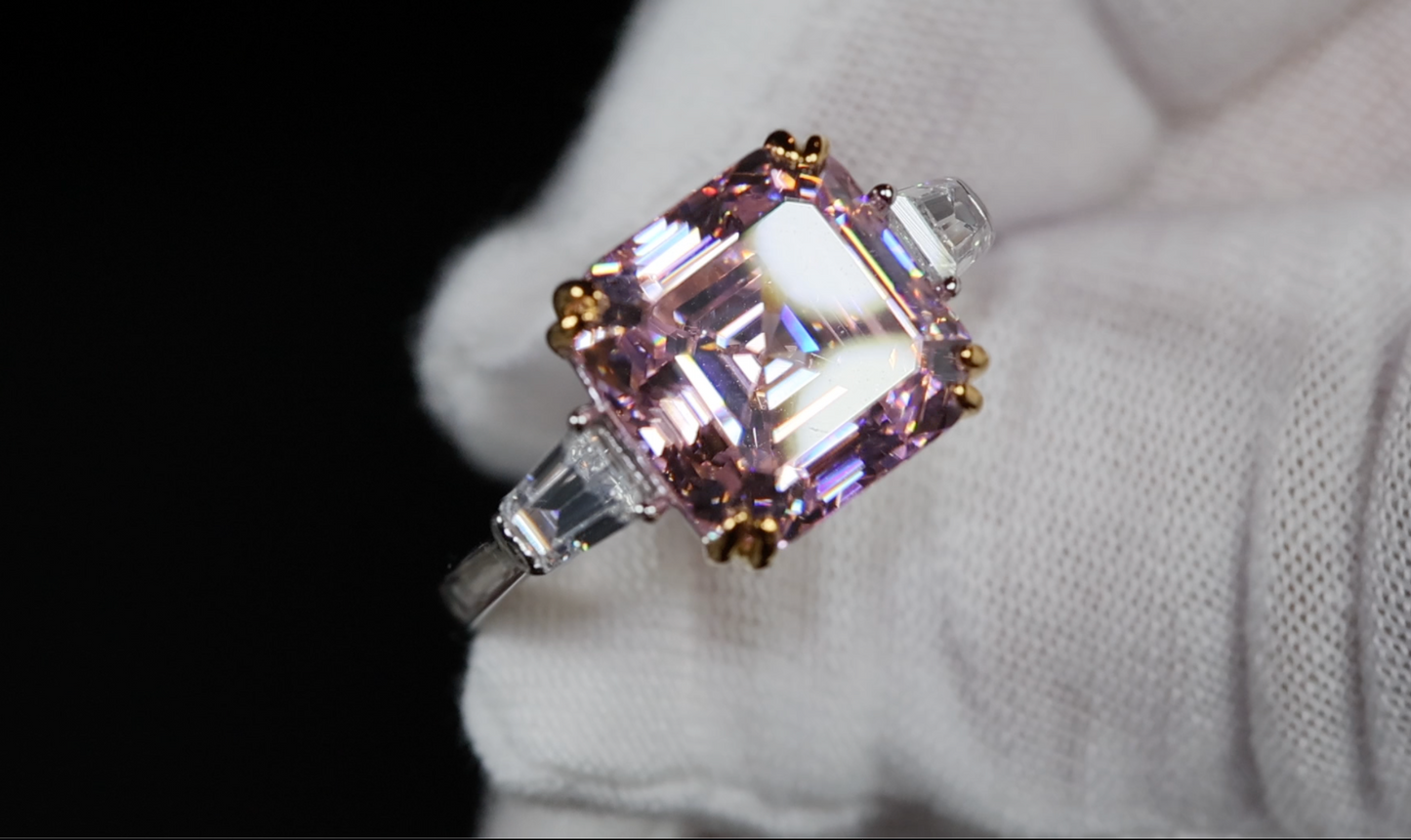 10.00ct Pink Diamond Ring | Pink Asscher Cut Diamond Ring