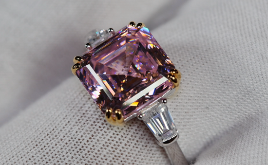 10.00ct Pink Diamond Ring | Pink Asscher Cut Diamond Ring