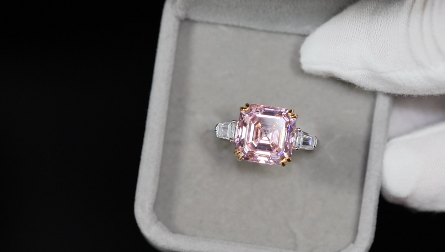 10.00ct Pink Diamond Ring | Pink Asscher Cut Diamond Ring