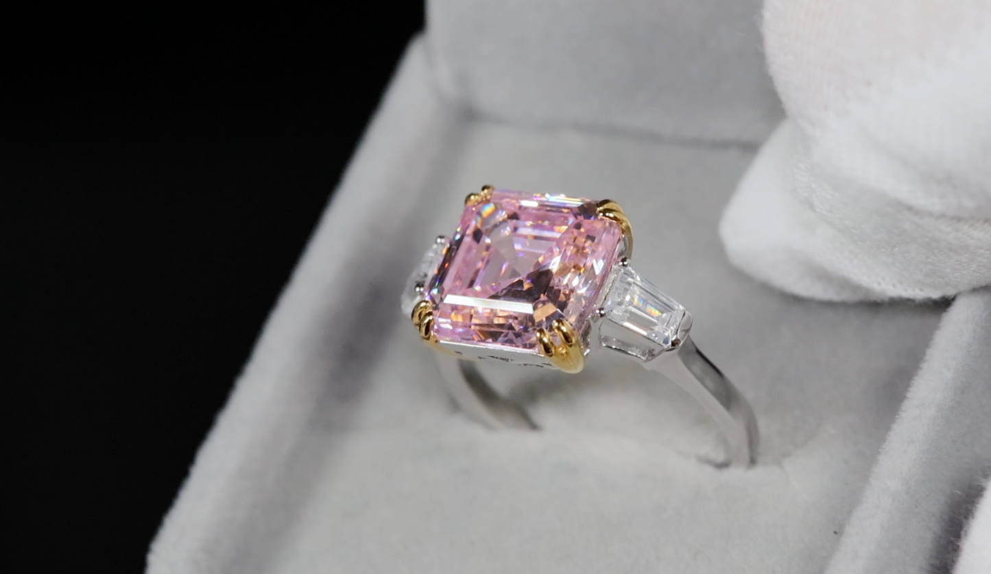 10.00ct Pink Diamond Ring | Pink Asscher Cut Diamond Ring