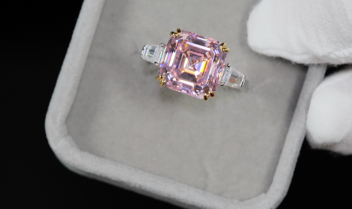 10.00ct Pink Diamond Ring | Pink Asscher Cut Diamond Ring