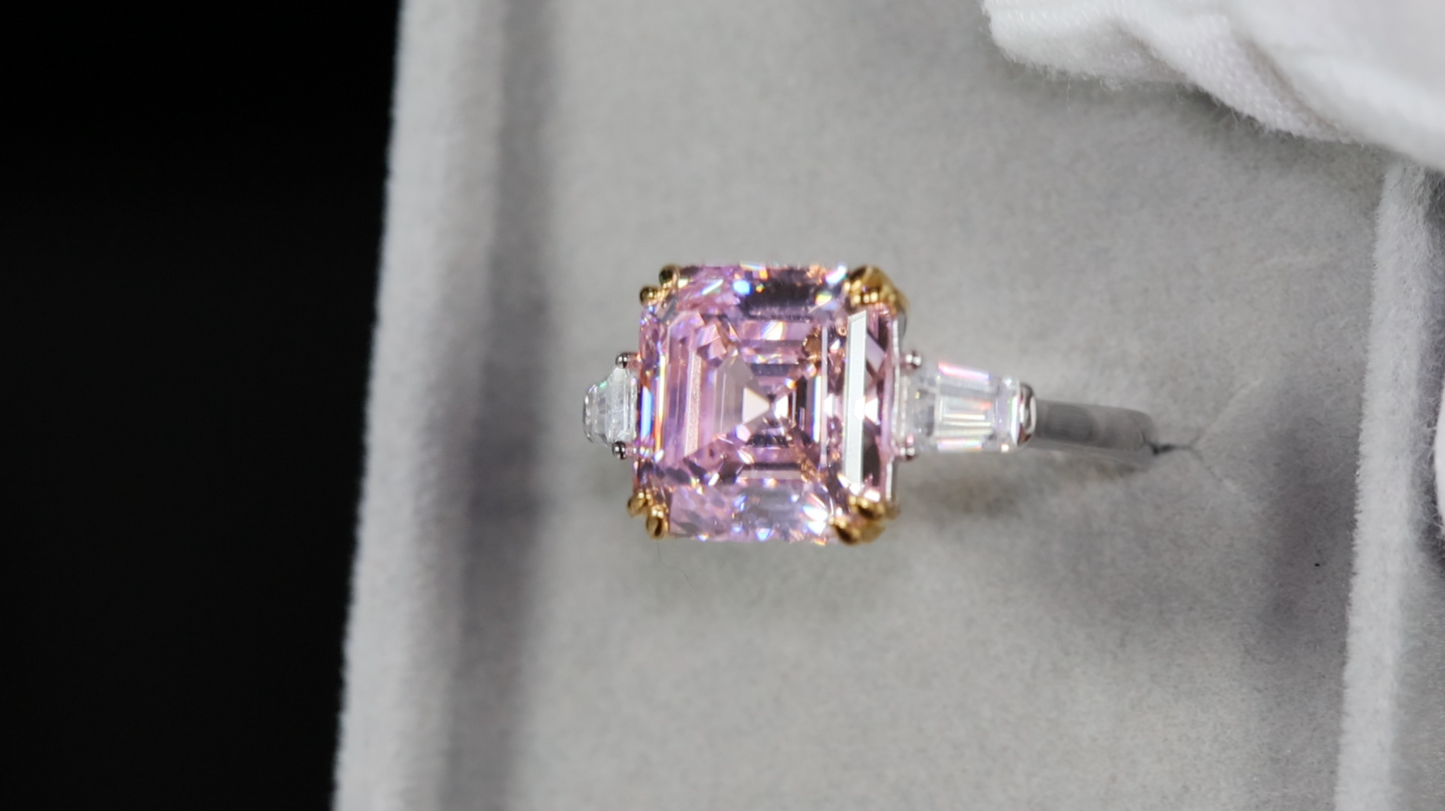 10.00ct Pink Diamond Ring | Pink Asscher Cut Diamond Ring