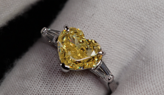 3.0ct Yellow Diamond Ring | Womens Engagement Ring | Heart Engagement Ring | Yellow Diamond Heart Ring