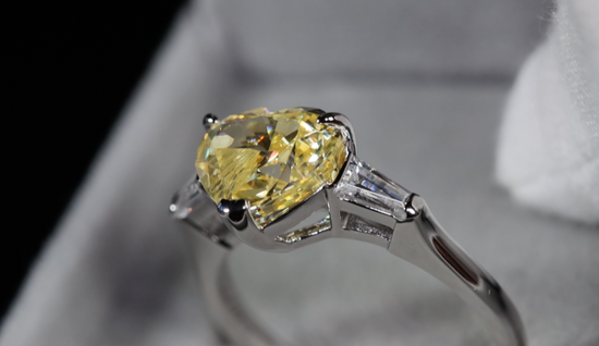 3.0ct Yellow Diamond Ring | Womens Engagement Ring | Heart Engagement Ring | Yellow Diamond Heart Ring