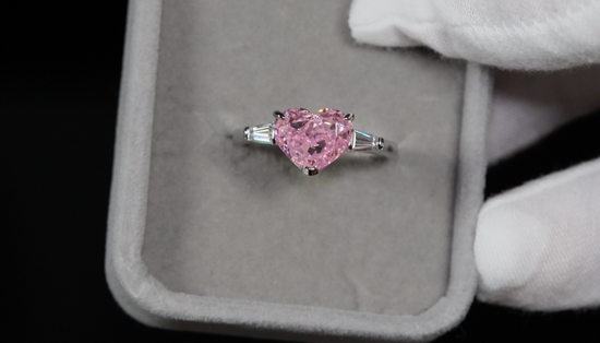 Womens Pink Diamond Heart Ring