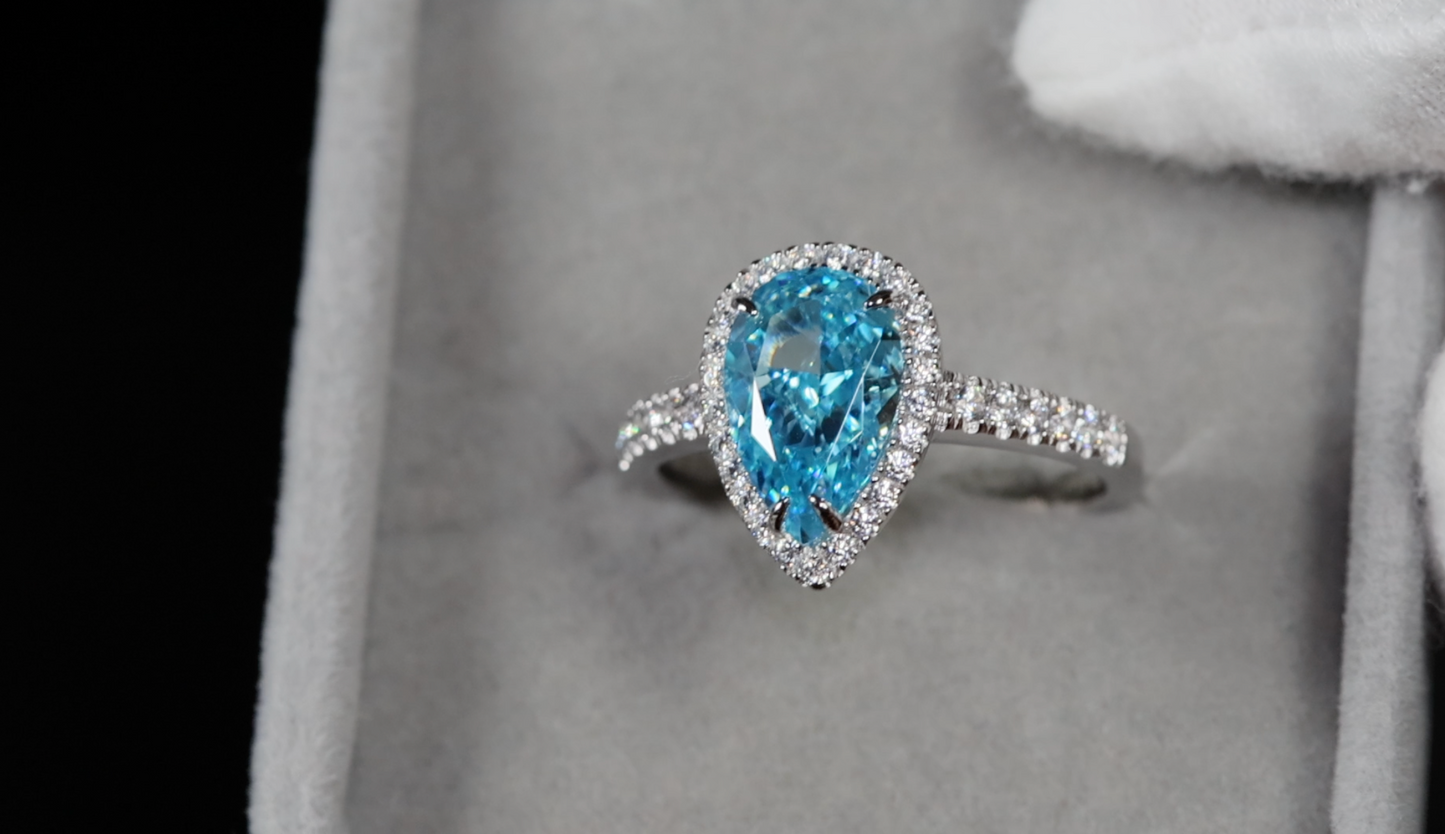 Womens Engagement Ring | Blue Diamond Ring | 3.00 CT Wedding Ring | Radiant Diamond Ring