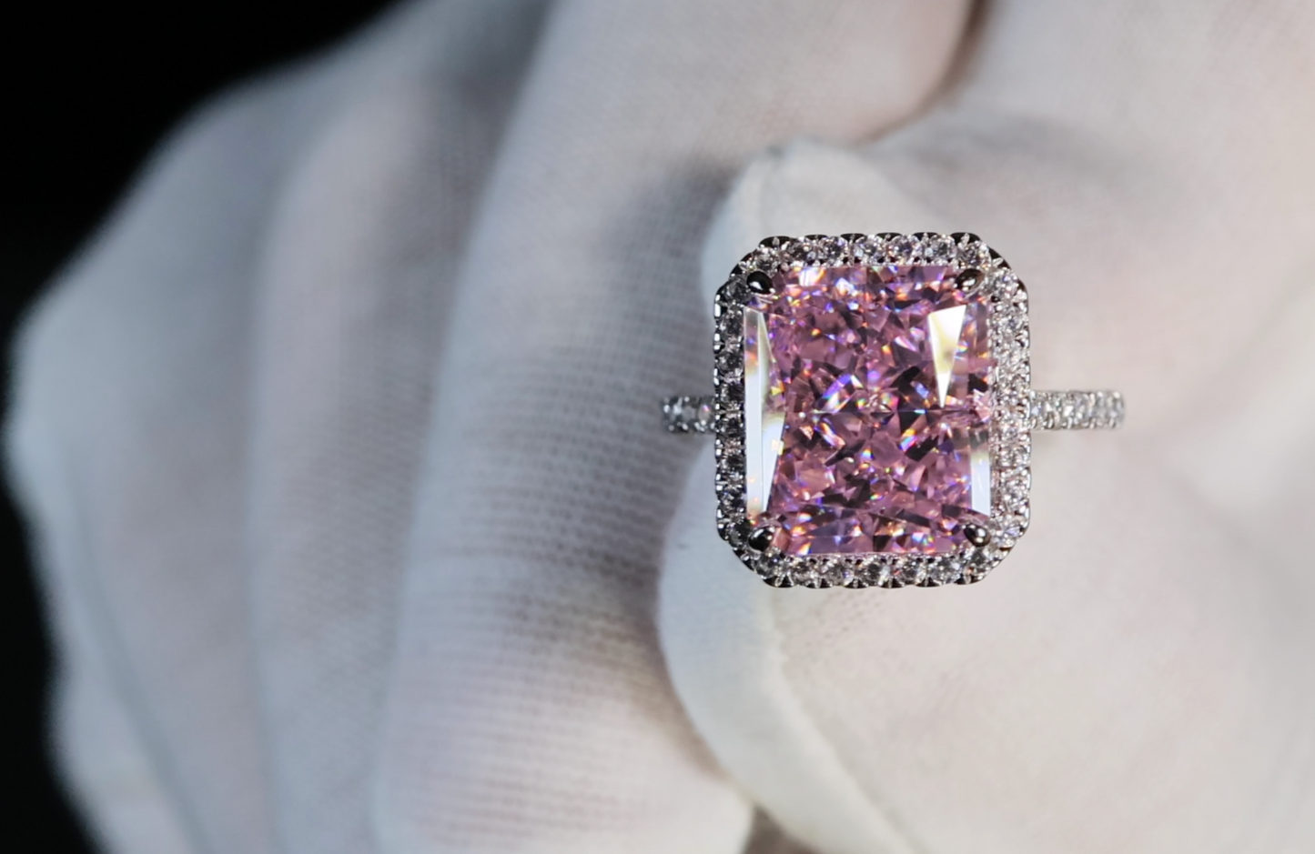 Pink Radiant Cut Diamond Ring