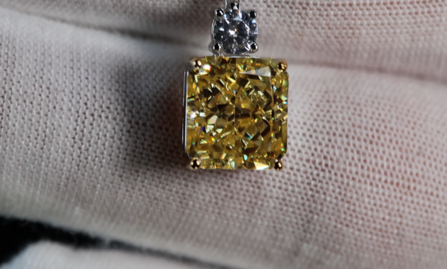 Yellow Radiant Cut Diamond Pendant