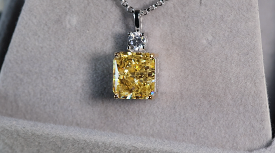 Yellow Radiant Cut Diamond Pendant