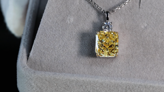 Yellow Radiant Cut Diamond Pendant