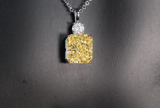 Yellow Radiant Cut Diamond necklace