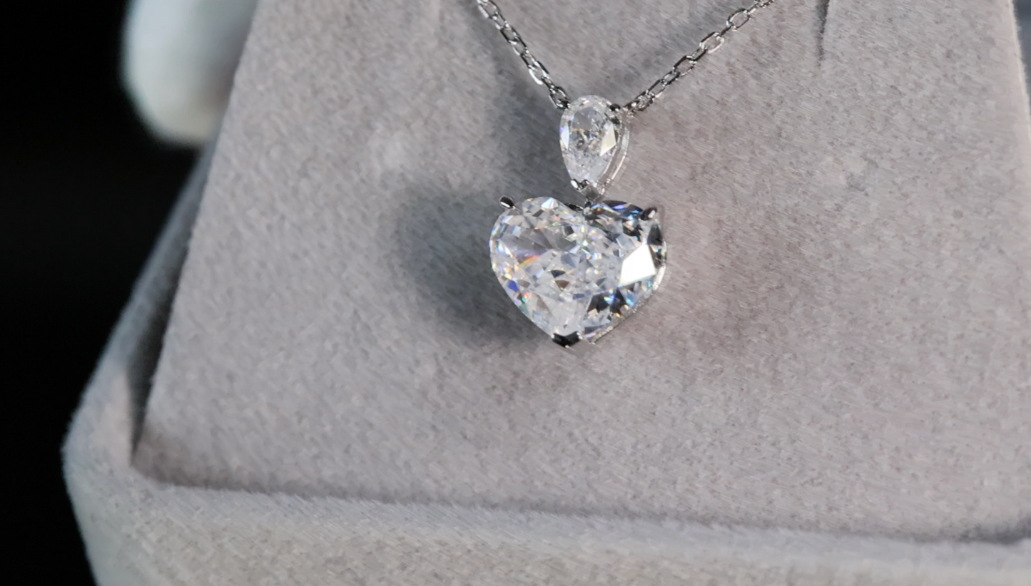 3.0 Carat Diamond Heart Pendant | Heart Diamond Pendant | Heart Necklace