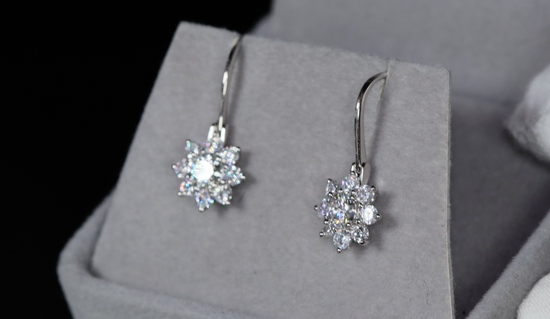 Womens Snowflake Diamond Earrings