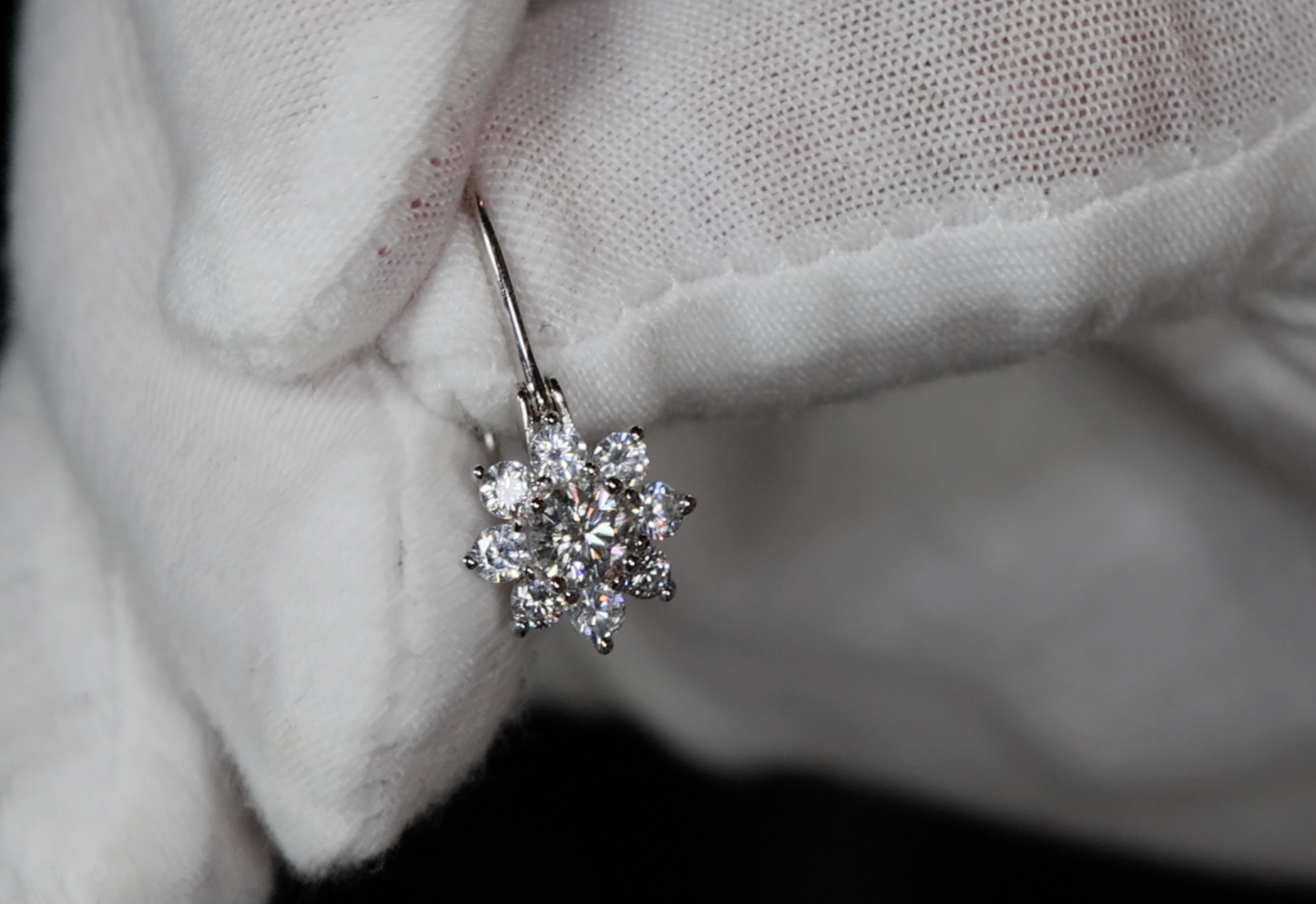 Womens Snowflake Diamond Earrings