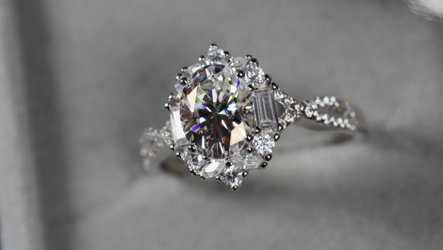 Womens Moissanite Engagement Ring