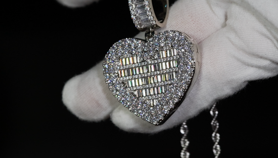 Diamond Heart Necklace | Big Diamond Heart Pendant | Diamond Heart Locket Pendant