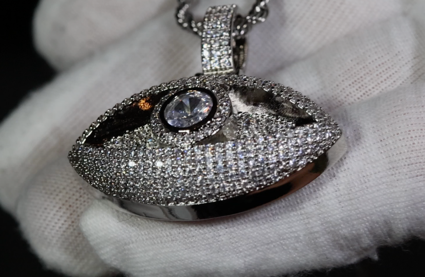 Evil Eye Pendant | Diamond Evil Eye Pendant | Iced Evil Eye Pendant | Diamond Evil Eye Necklace