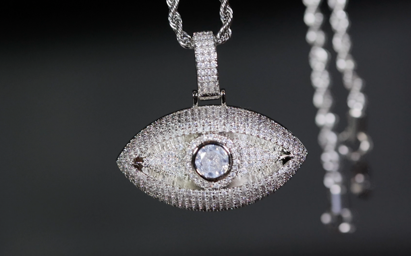 Evil Eye Pendant | Diamond Evil Eye Pendant | Iced Evil Eye Pendant | Diamond Evil Eye Necklace