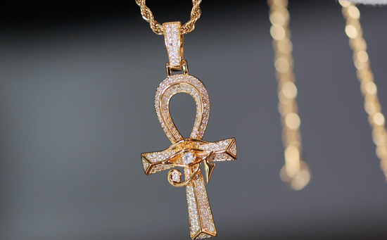 Ankh Necklace | Ankh Pendant | Iced Out Ankh | Egyptian Eye Pendant | Eye of Horus Pendant