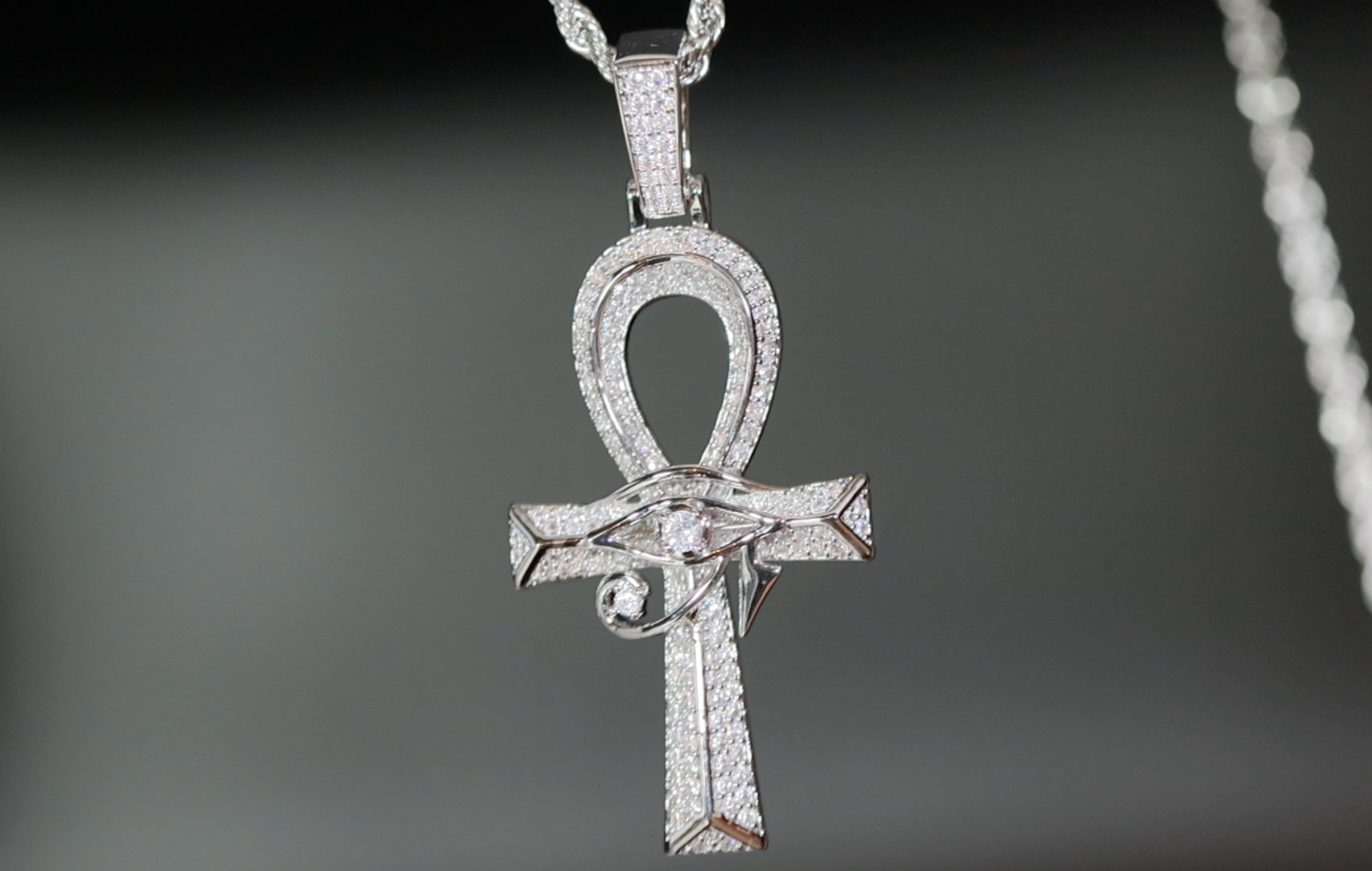 Ankh Necklace | Ankh Pendant | Iced Out Ankh | Egyptian Eye Pendant | Eye of Horus Pendant