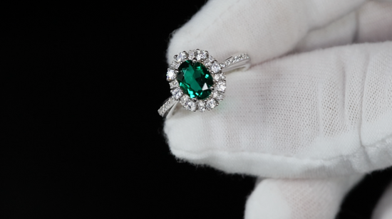 Colombian Emerald Oval Engagement Ring 