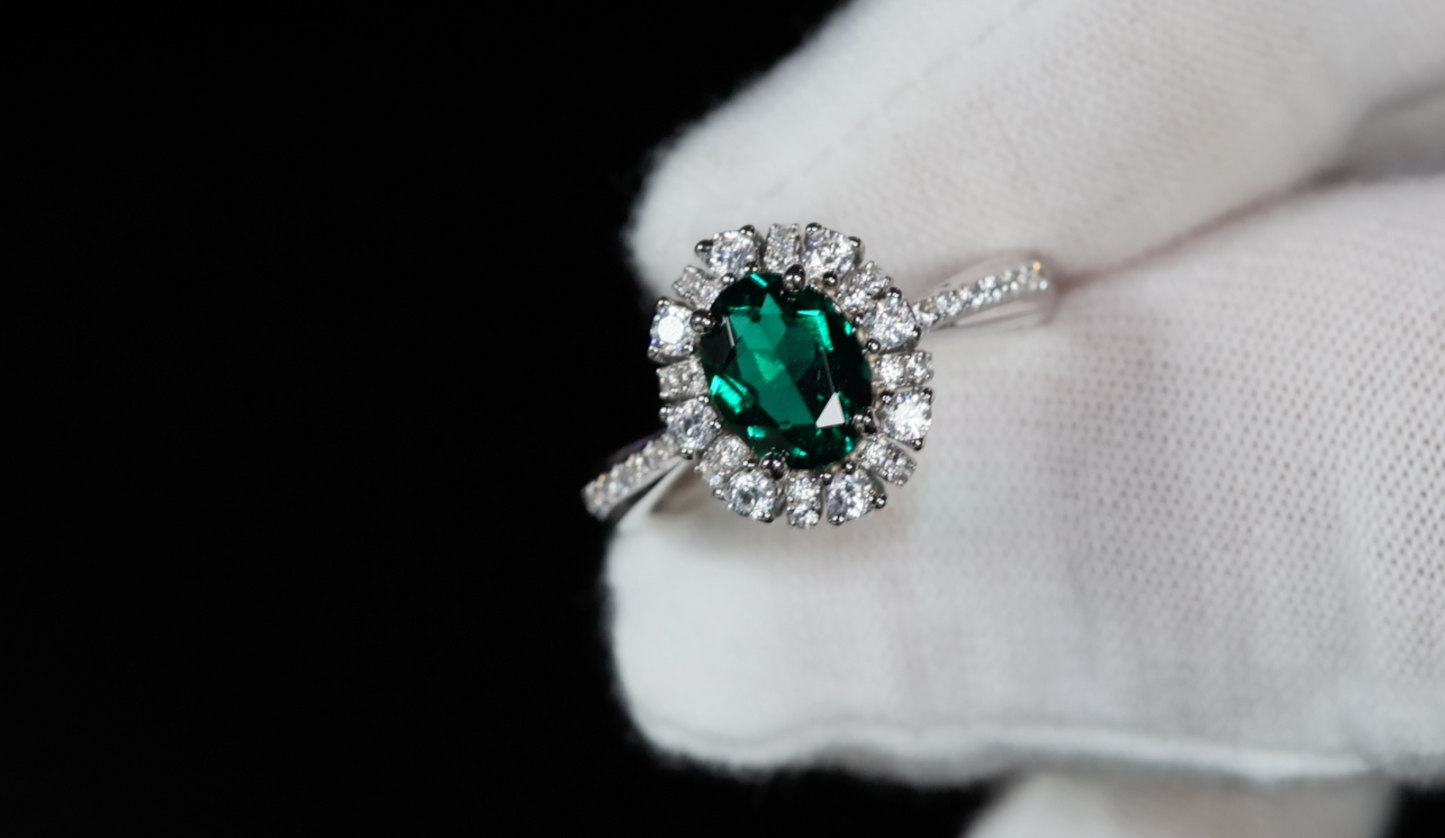 Colombian Emerald Engagement Ring 