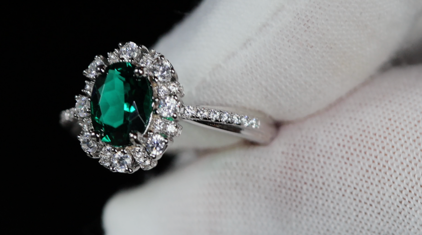 Oval Cut Colombian Emerald Ring