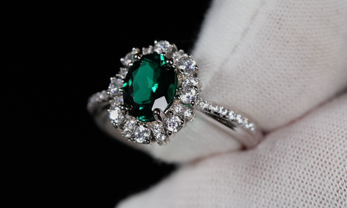 Lab Grown Colombian Emerald Ring