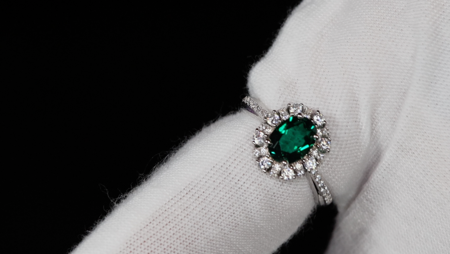 Lab Grown Colombian Emerald Ring