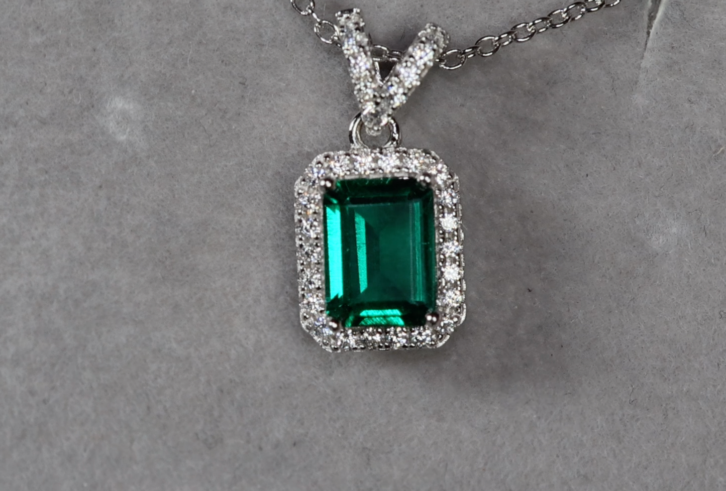 Lab Grown Emerald Necklace | Colombian Emerald Pendant | Womens Emerald Necklace