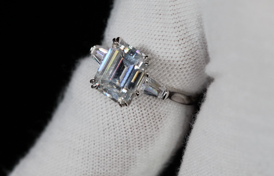 Womens Moissanite Diamond Engagement Ring | Emerald Cut Diamond Engagement Ring | Diamond Wedding Ring | Moissanite Ring