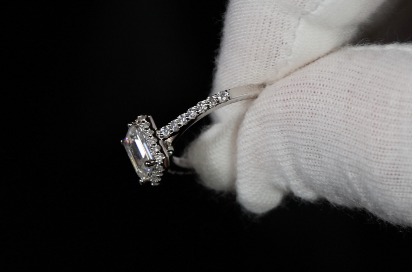 Emerald Cut Moissanite Diamond Ring