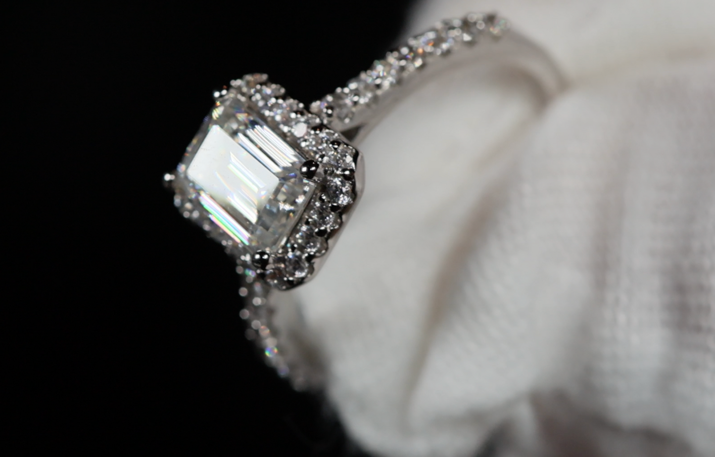 Womens Emerald Cut Lab Diamond Ring